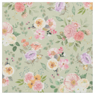 Tecido Summer Boho Floral em Gin Green