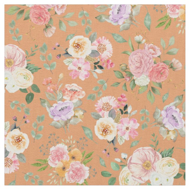 Tecido Summer Boho Floral em Laranja (Detalhe)
