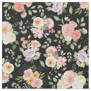 Tecido Summer Boho Floral em Preto