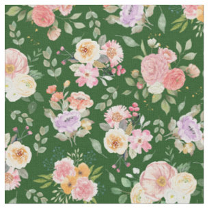 Tecido Summer Boho Floral em Verde Escuro