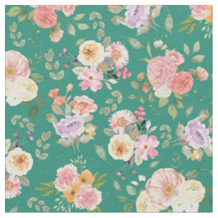 Tecido Summer Boho Floral em Verde Tropical