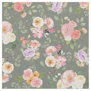 Tecido Summer Boho Floral na Cinza