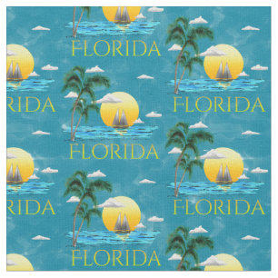 Tecido Summer Florida Sailboat Sunset Beach Coastal
