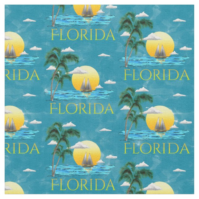 Tecido Summer Florida Sailboat Sunset Beach Coastal (Detalhe)