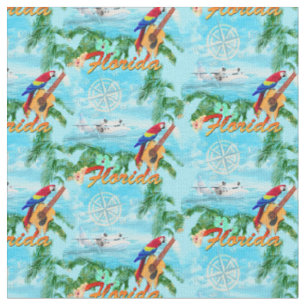 Tecido Summer Florida Seaplane Tropical Beach Coastal