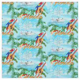 Tecido Summer Florida Seaplane Tropical Beach Coastal