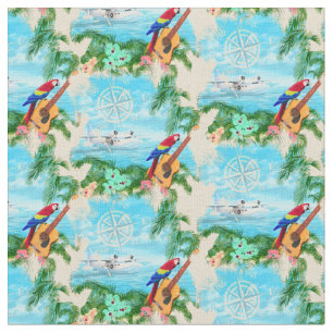 Tecido Summer Seaplane Tropical Beach Coastal