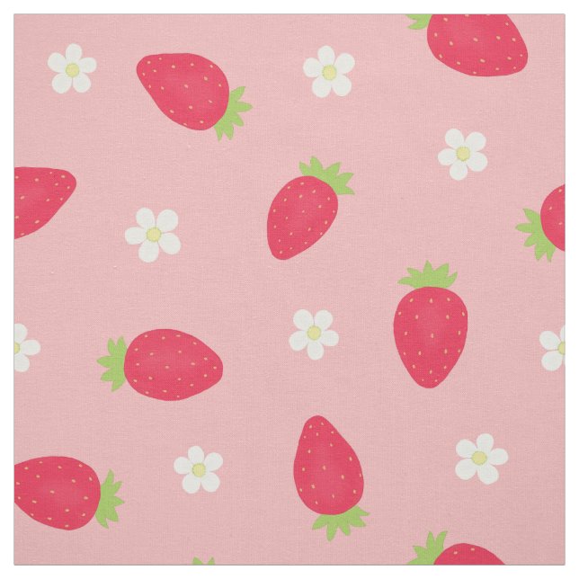 Tecido Summer Strawberries on Pink (large scale) (Modelo)