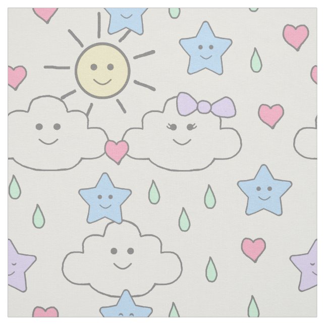 Tecido Sun Clouds Star Raindrops (Modelo)
