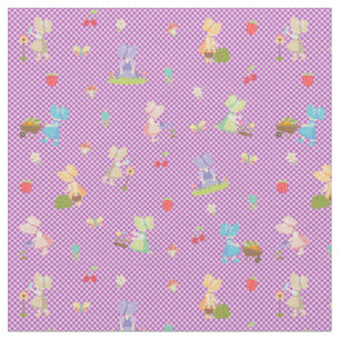 Tecido Sunbonnet Sue Gardening on Bias Violet Gingham