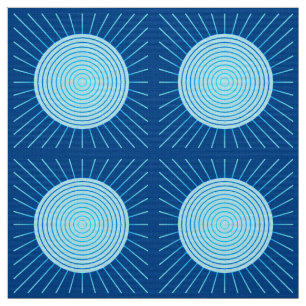 Tecido Sunburst Geométrico Moderno - Azul Cobalt e Aqua