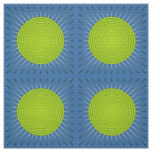 Tecido Sunburst geométrico moderno - azul do limão e da