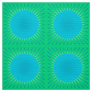 Tecido Sunburst Geométrico Moderno - Azul e Jade Verde
