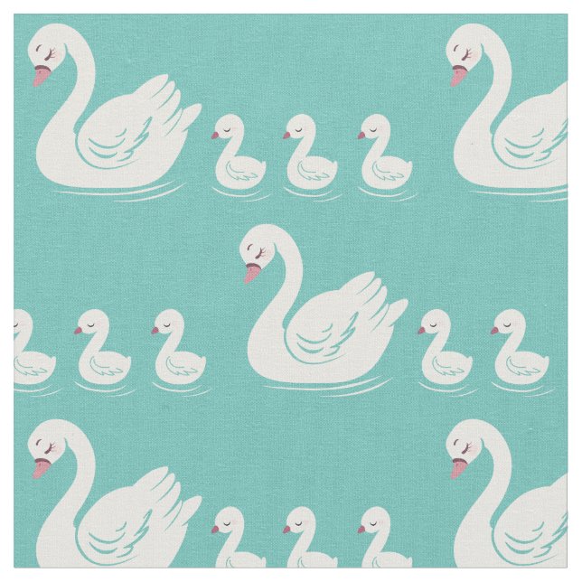 Tecido Swans Mamã e Bebês Cute Kids (Detalhe)