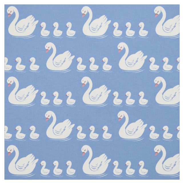 Tecido Swans Mamã e Bebês Cute Kids (Modelo)