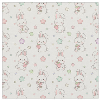 Tecido Sweetest Dreams: Kawaii Bunny and Strawberry