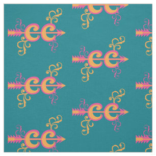 Tecido Swirls Cross Country Runner Symbol Pink Orange