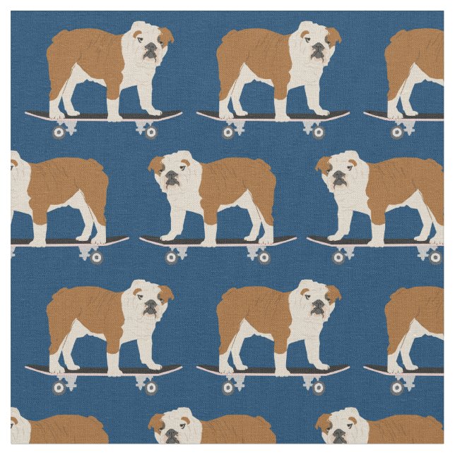 Tecido Tabuleiros de skate para cães Buldogue Ingleses (Detalhe)