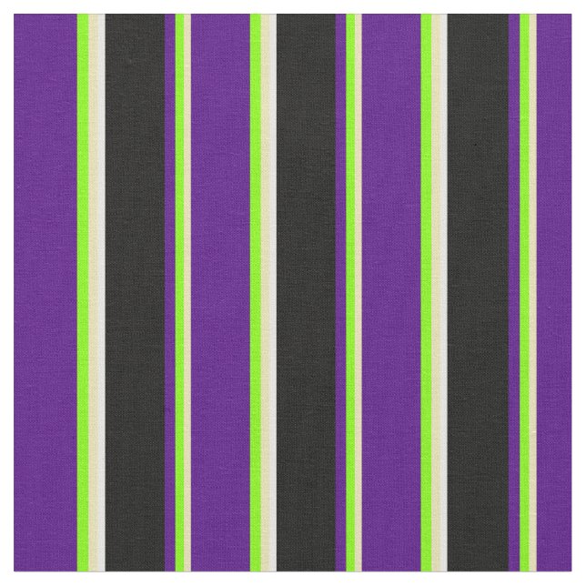 Tecido Tan, Chartreuse, Indigo, Preto e Linhas Brancas (Detalhe)