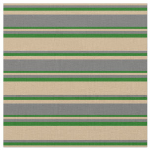 Tecido Tan, Cinza Escuro e Padrão Verde Escuro Colorido