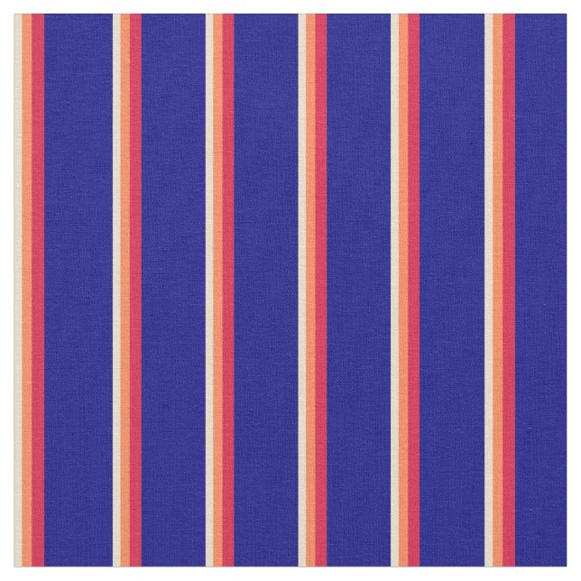 Tecido Tan, Coral, Crimson & Blue Lines (Detalhe)