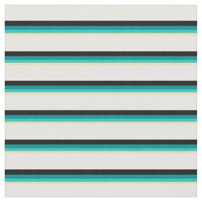 Tecido Tan, Turquesa Escura, Teal, Preto e Linhas Brancas (Detalhe)