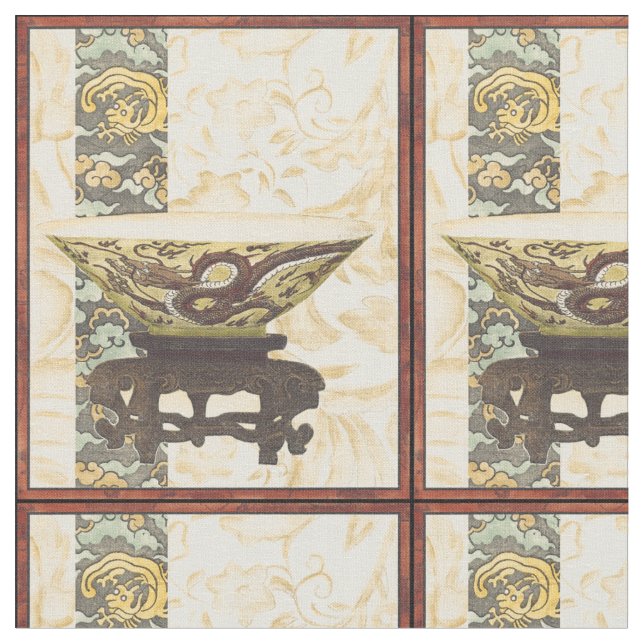 Tecido Tapeçaria Asiática com Design de Bowl e Dragão (Detalhe)