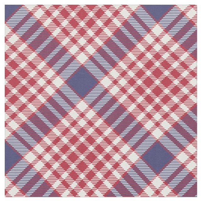 Tecido Tartan Branco Vermelho Azul Sem Costura (Detalhe)