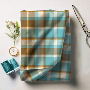 Tecido Tartan Pattern Turquoise e Dourada ID210