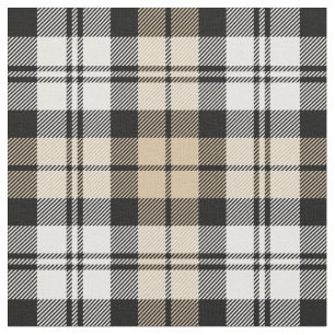 Tecido Tartan Xadrez Preto Bege e Branco