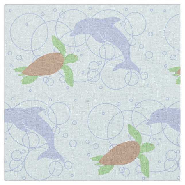 Tecido Tartaruga marinha e golfinho (Detalhe)