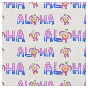 Tecido Tartaruga tropical rosa-púrpura Aloha Havaiana