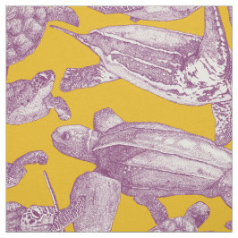 Tecido tartarugas-do-mar amarelo-púrpura