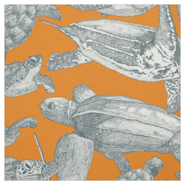 Tecido tartarugas-do-mar apatita laranja (Modelo)
