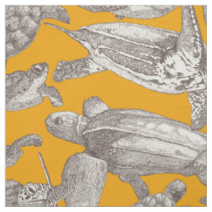 Tecido tartarugas-do-mar chocolate martini marigold