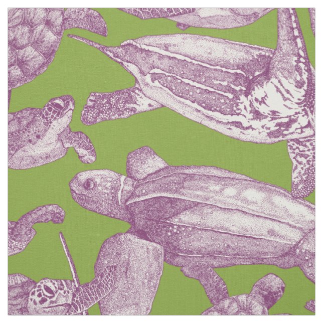 Tecido tartarugas-do-mar verde-roxo (Modelo)