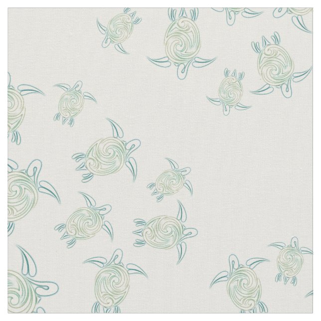 Tecido Tartarugas marinhas Padrão Verde Branco (Detalhe)