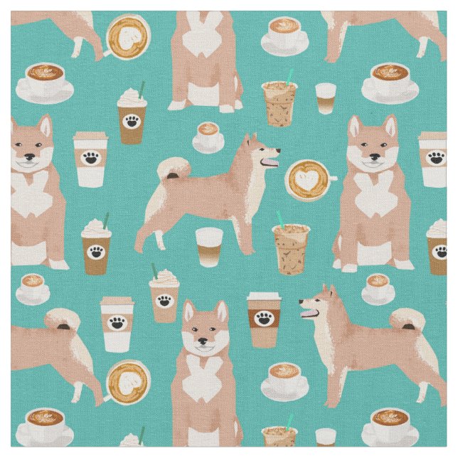 Tecido taruga de café shiba inu (Detalhe)