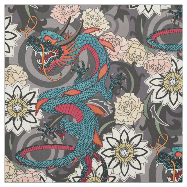 Tecido tatuagem de dragão escura (Modelo)
