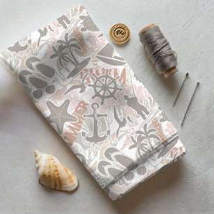 Tecido Taupe de Colagem de Praia Náutica ID840