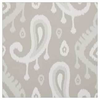 Tecido Taupe Ikat Paisley Grande Escala