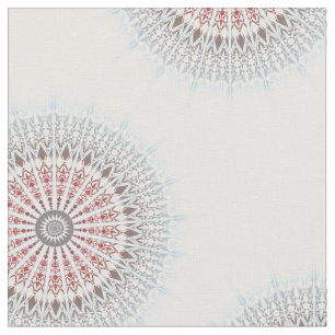 Tecido Taupe Red Blue Mandala