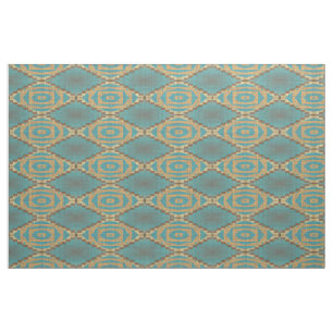 Tecido Taupe Verde Azul Turquesa Azul - Olho Étnico bege