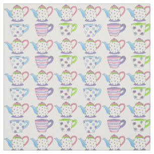 Tecido Tea Party Time Pastel Teacups Copas Belas Impressã