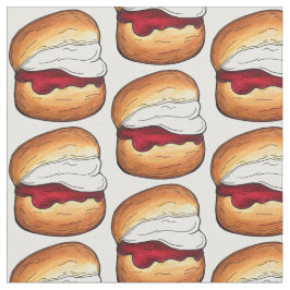 Tecido Tea Time Scone Clotted Cream Jam UK Comida britâni