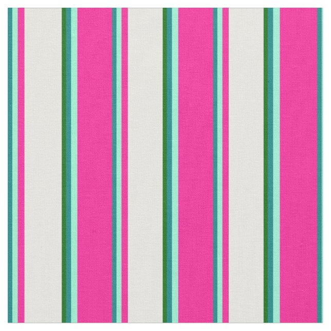 Tecido Teal, Aquamarine, Rosa Profundo, Creme Minúsculo e (Detalhe)