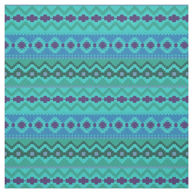 Tecido Teal Aztec Tribal Design (Modelo)