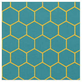 Tecido Teal de Abstrato de Padrão Simples Elegante Honeyc