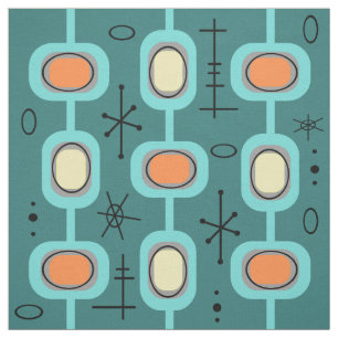 Tecido Teal de Arte Geométrica da Idade do Espaço