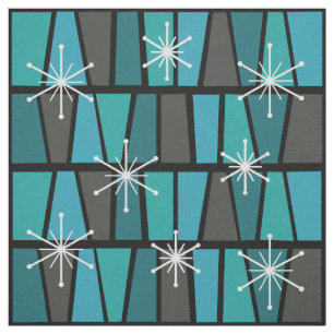 Tecido Teal Geométrico de Abstrato Turquoise MCM